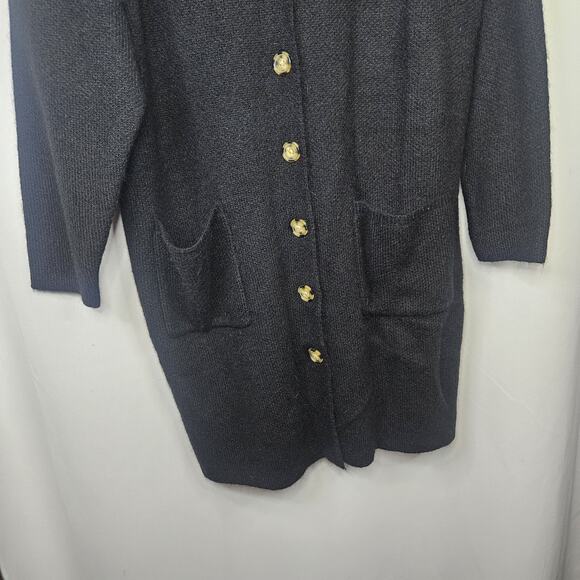 Torrid Long Sleeve Notched Collar Long Cardigan Sweater Black 2 2x 18 20 #A08689 - Picture 4 of 7